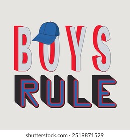 Boys Rule slogan. Cap illustration. Vector graphic design for t-shirt.