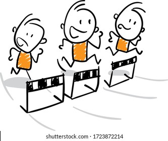 
Boys runners. hand drawn doodle line art cartoon design character - isolated vector illustration outline .