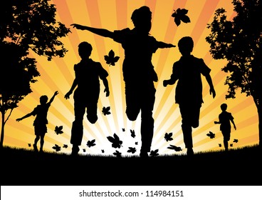 25,819 Children running silhouette Images, Stock Photos & Vectors ...