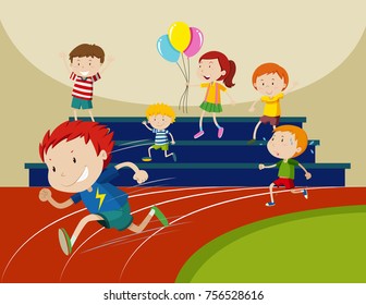 Boys running in the race illustration