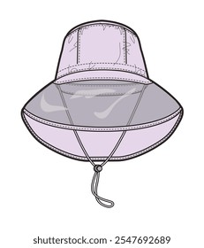 Boys safari hat vector mockup template technical drawing.