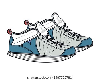 Boys shoes vector illustration technical flat drawing by adobe illustrator.