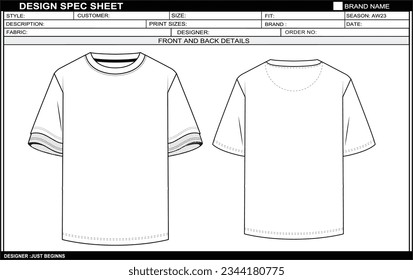 BOYS SHORT SLEEVE WITH EXTERN SLEEVE SKETCH FASHION TEMPLATE TECHNICAL DRAWING ILLUSTRATION