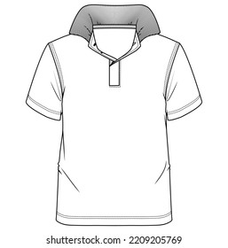 boys short sleeve polo t shirt fashion flat sketch vector illustration