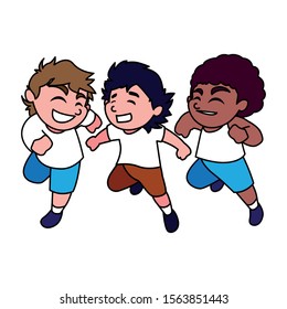 boys smiling on white background vector illustration design