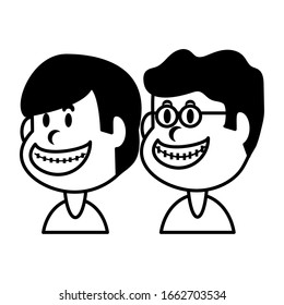 boys smiling on white background vector illustration design