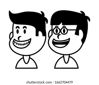 boys smiling on white background vector illustration design