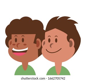 boys smiling on white background vector illustration design