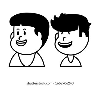 boys smiling on white background vector illustration design