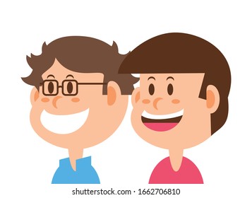 boys smiling on white background vector illustration design