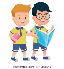 boys student with books back to school vector illustration