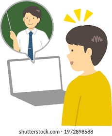 Boys studying online on a computer