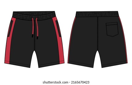 Boys Sweat Shorts pant technical fashion flat sketch vector illustration template For Young Men.