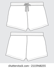 Boys Sweat Shorts vectorial moda plantilla de sketch plano Diferentes Tres estilos. Jóvenes cortos Dibujo Técnico Dibujo Moda Ilustración aislada en el fondo gris.
