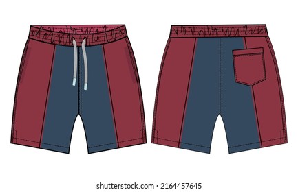 Boys Sweat Shorts vector fashion flat sketch template. Young Men Technical Drawing Fashion art Illustration.
