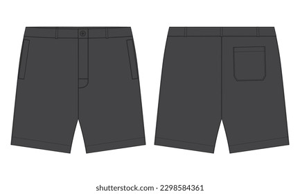 Boys Sweat Shorts vector fashion flat sketch template. Young Men Technical Drawing Fashion art Illustration.
