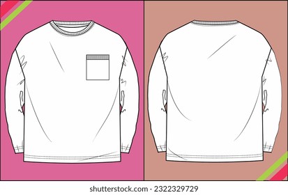 BOYS SWEATSHIRT FLAT SKETCH FASHION TEMPLATE TECHNICAL ILLUSTRATION