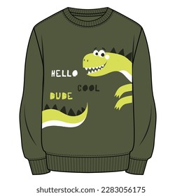 Boys sweatshirt with hello cool dude text and cute dino artwork