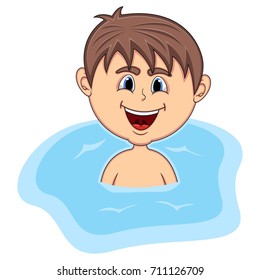 Boys swim cartoon vector illustration