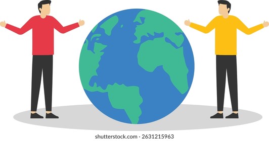 Los chicos están hablando sobre el medio ambiente mundial. ilustración de stock

