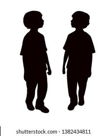 boys talking body silhouette vector