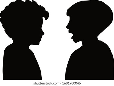 boys talking heads, silhouette vector