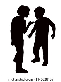 boys talking, silhouette vector