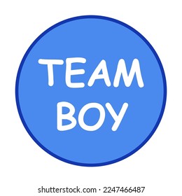 Boys team blue sticker vector illustration. Baby shower element for photo, card or invitation design element for party.