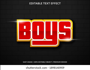 boys text effect with bold style use for community headline and business logo