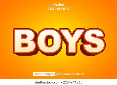 boys text effect with graphic style and editable.