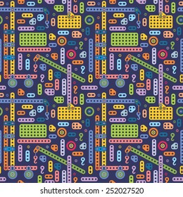 Boys toy pattern | Seamless vector background with cranes and details of constructor