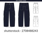 Boys Trendy Jeans Front and Back