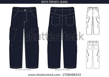Boys Trendy Jeans Front and Back