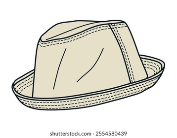 Boys trilby hat flat drawing vector design mockup template.