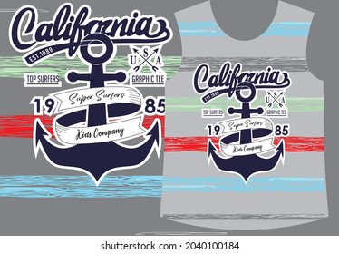 Boys' T-shirt Print Anchor Ship