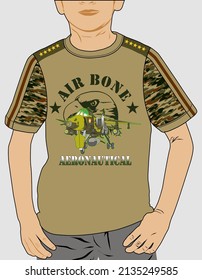 Boys t-shirt trendy and styles ARMY design vector.teenagers outfit