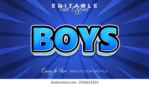 Boys typography modern editable text effect