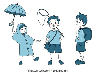 Boys vector illustrations set 02
