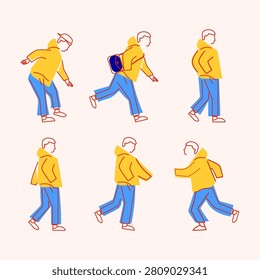 Boys walking poses in