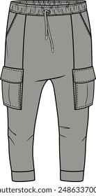 BOYS WEAR CARGO TROUSER, JOGGER PANT WITH SIDE POCKETS ILLUSTRATION VECTOR