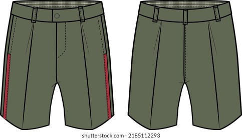 Boys Wear Long Shorts Sports and Casual Wear Vector Illustration