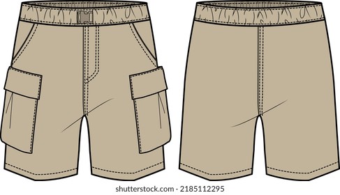 Boys Wear Long Shorts Sports and Casual Wear Vector Illustration