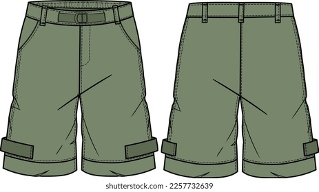 Boys Wear Long Shorts Sports and Casual Wear Vector Illustration