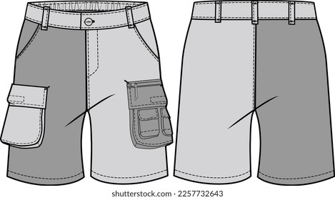 Boys Wear Long Shorts Sports and Casual Wear Vector Illustration