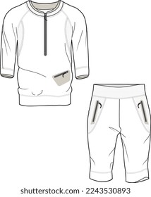 BOYS WEAR SWEAT SHIRT AND SHORT SET VECTOR