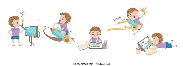 boys writing code or kids coding set