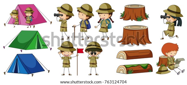 Boyscouts Camping Elements Illustration Stock Vector (Royalty Free ...