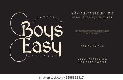 Boyseasy creative modern urban alphabet font. Digital abstract moslem, futuristic, fashion, sport, minimal technology typography. Simple numeric vector illustration