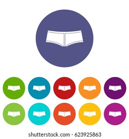 Boyshorts icons set in circle isolated flat vector illustration