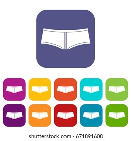 Boyshorts icons set vector illustration in flat style In colors red, blue, green and other